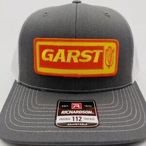 Garst Seed Company Gray And White Richardson 112 Mesh Snap Back Hat Cap